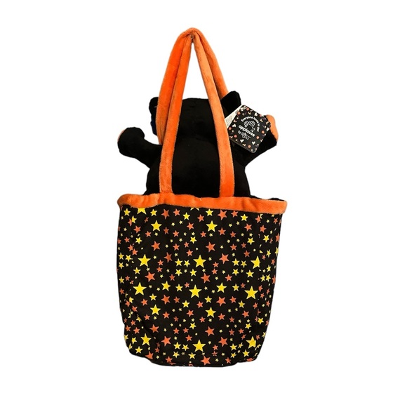 Halloween black cat plush candy bag that lights up w scary sounds - Picture 4 of 6